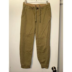 Twik Women’s Small Khaki Tan Jogger Pants Mid Rise Drawstring Waist Gently Worn